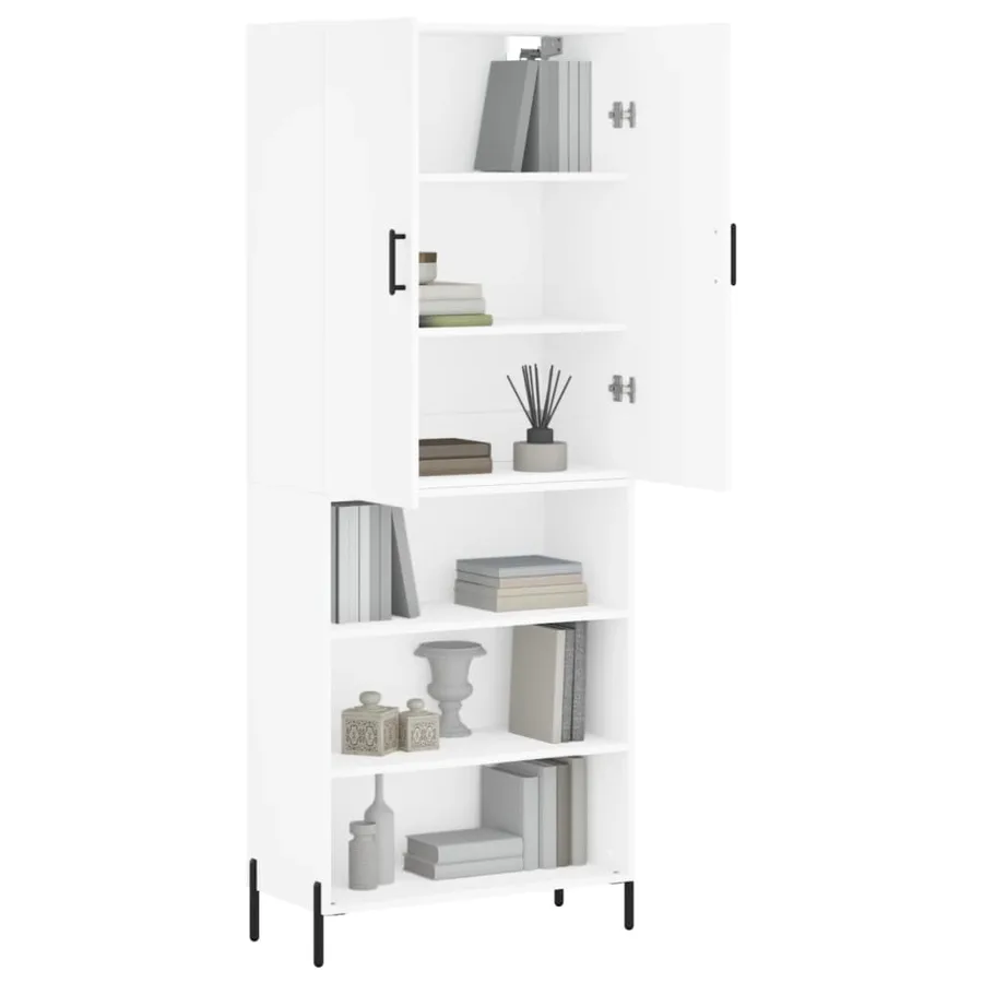 Buffet haut Blanc 69,5x34x180 cm Bois d'ingénierie - 3