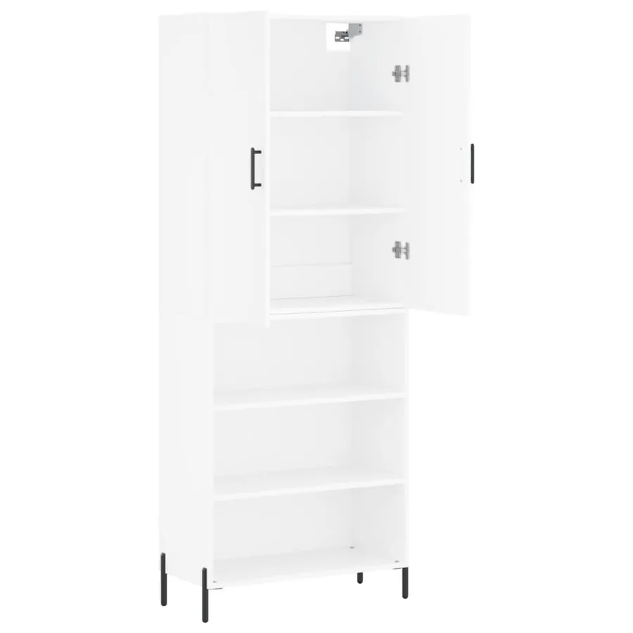 Buffet haut Blanc 69,5x34x180 cm Bois d'ingénierie - 4