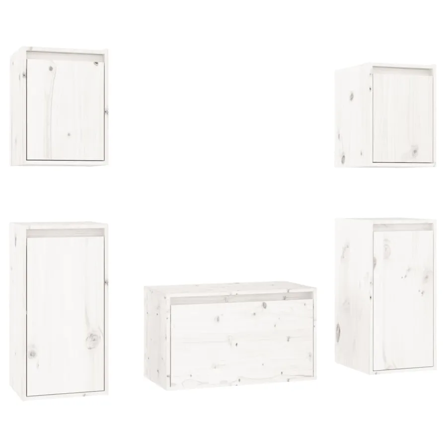 Meubles TV 5 pcs Blanc Bois massif de pin - 2