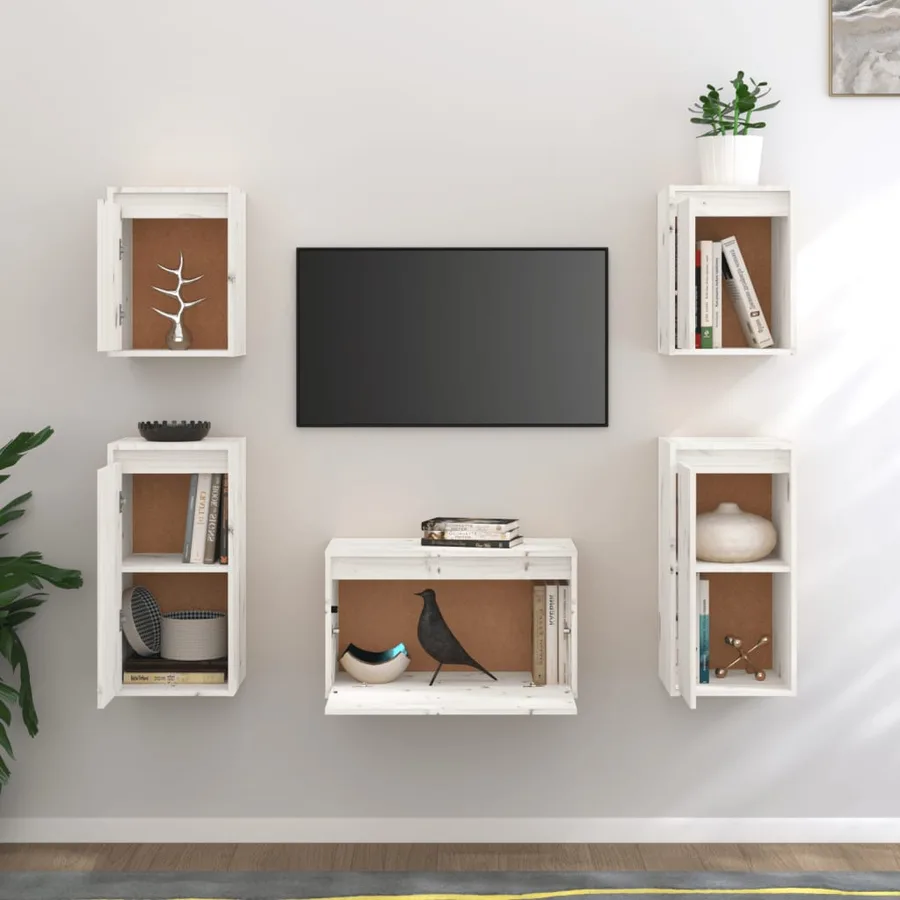 Meubles TV 5 pcs Blanc Bois massif de pin - 3