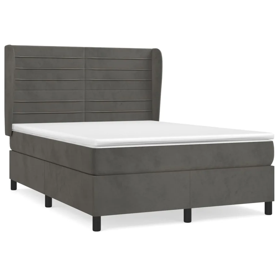 Sommier à lattes de lit et matelas Gris foncé 140x190cm Velours - 2