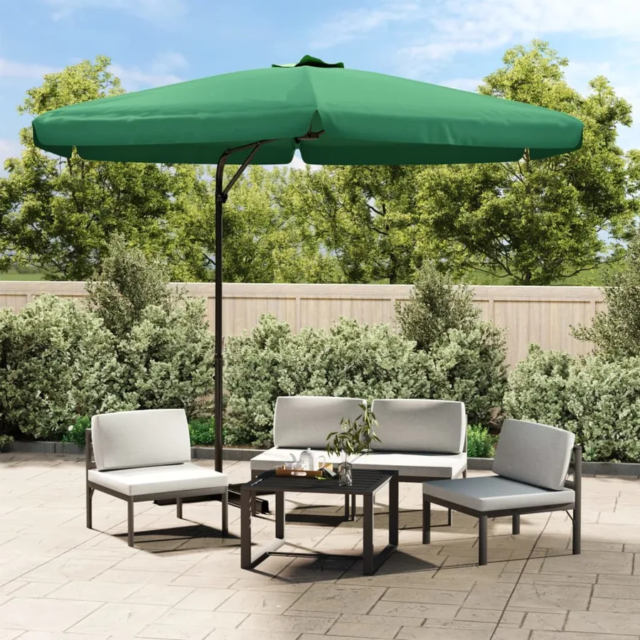 Parasol d'extérieur avec mât en acier 300 cm vert