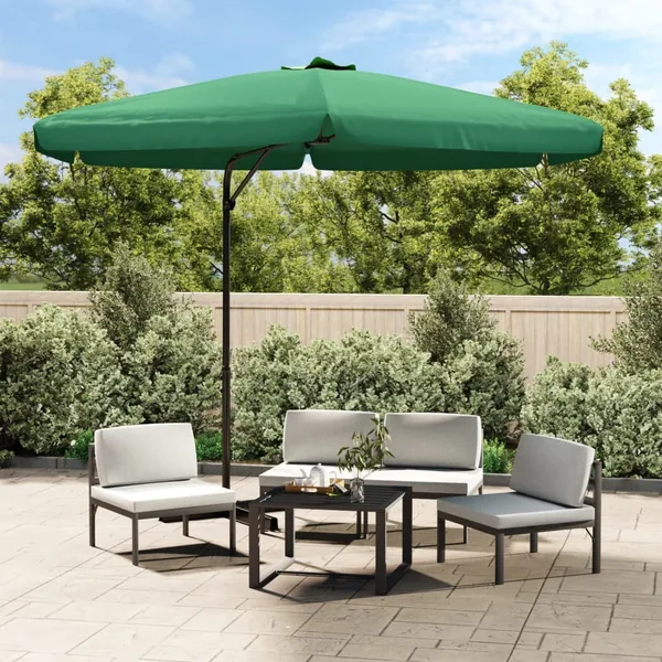 Parasol d'extérieur avec mât en acier 300 cm vert