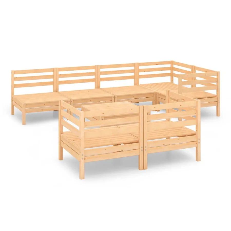 Salon de jardin 8 pcs Bois de pin massif - 2