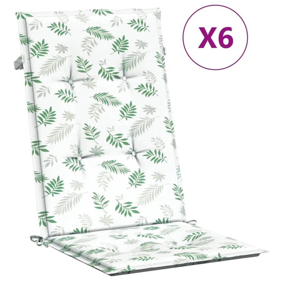 Coussins de chaise à dossier haut lot de 6 modèle de feuille - 2