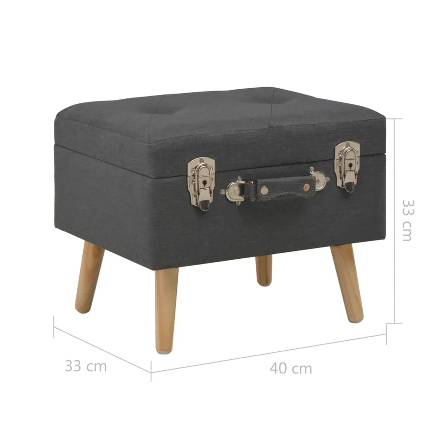 Tabourets de rangement lot de 3 Gris foncé Tissu - 18