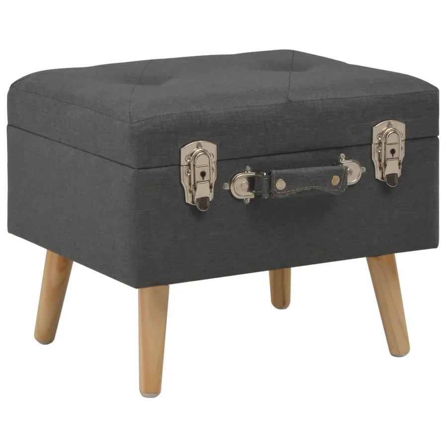 Tabourets de rangement lot de 3 Gris foncé Tissu - 2