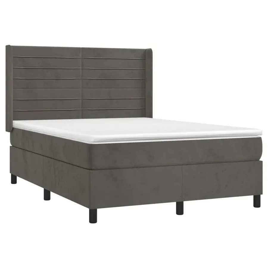Sommier à lattes de lit et matelas Gris foncé 140x190cm Velours - 3