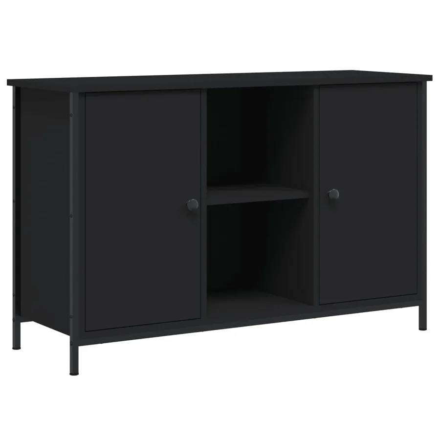 Meuble TV noir 100x35x65 cm bois d'ingénierie - 2