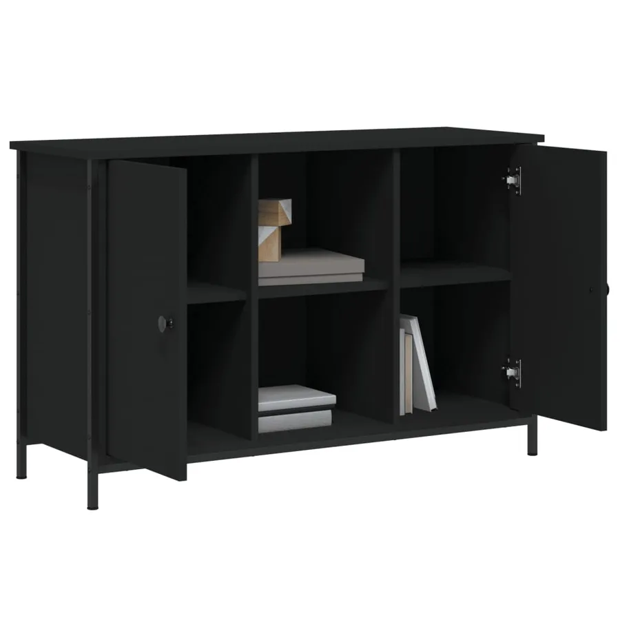 Meuble TV noir 100x35x65 cm bois d'ingénierie - 4