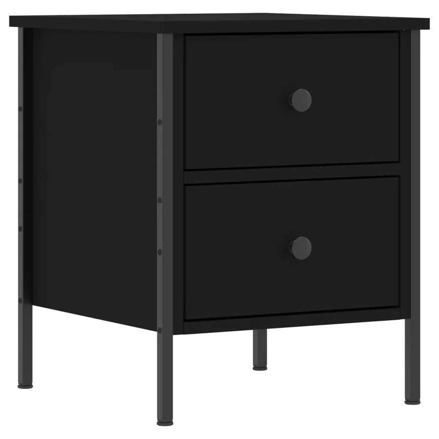 Table de chevet noir 40x42x50 cm bois d’ingénierie - 2