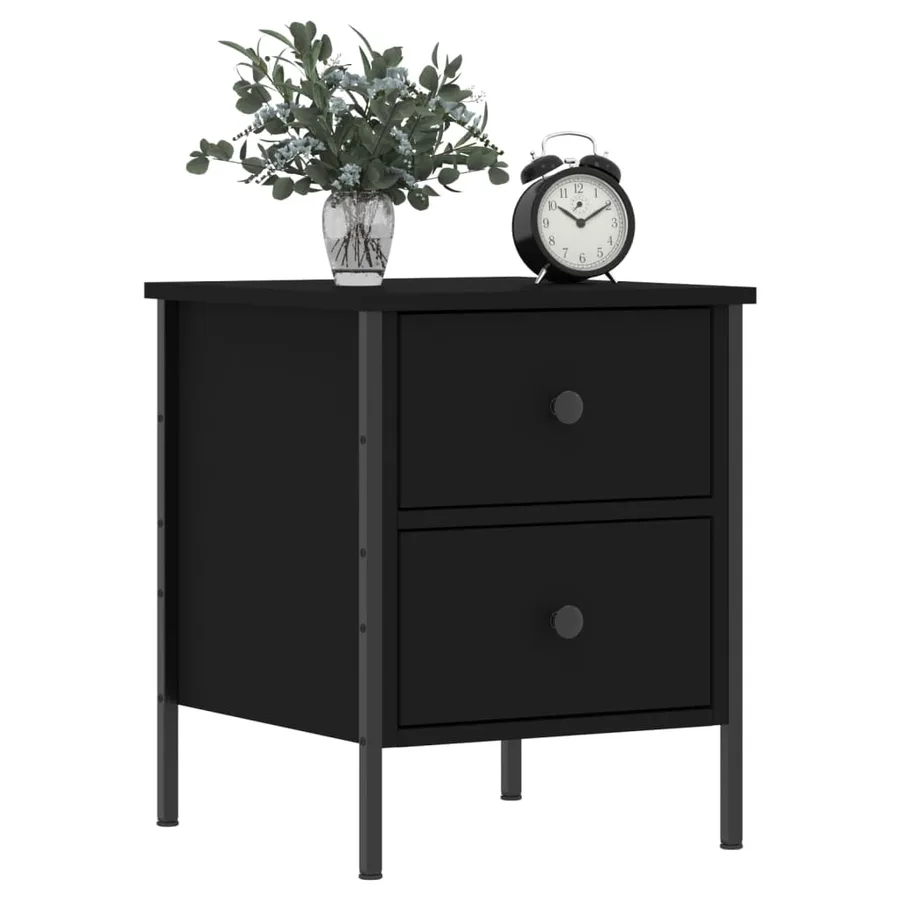 Table de chevet noir 40x42x50 cm bois d’ingénierie - 7