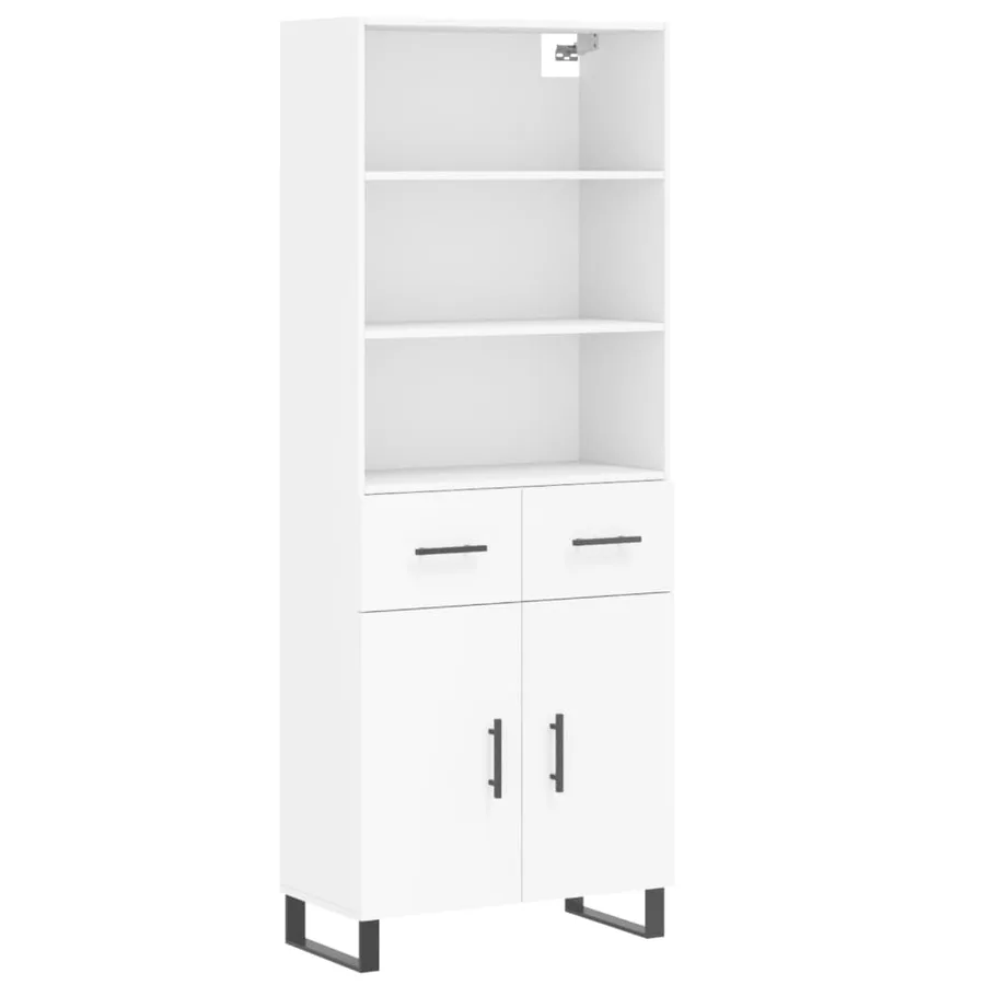 Buffet haut Blanc 69,5x34x180 cm Bois d'ingénierie - 2