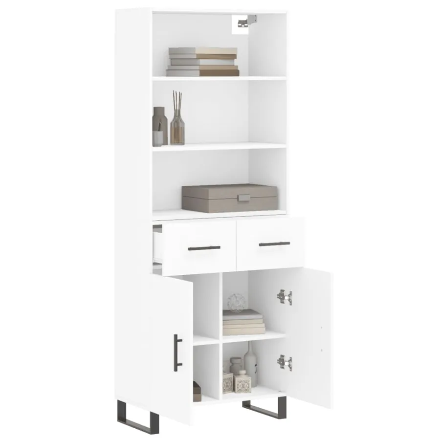 Buffet haut Blanc 69,5x34x180 cm Bois d'ingénierie - 3