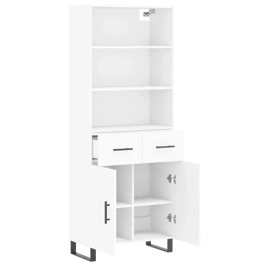 Buffet haut Blanc 69,5x34x180 cm Bois d'ingénierie - 4
