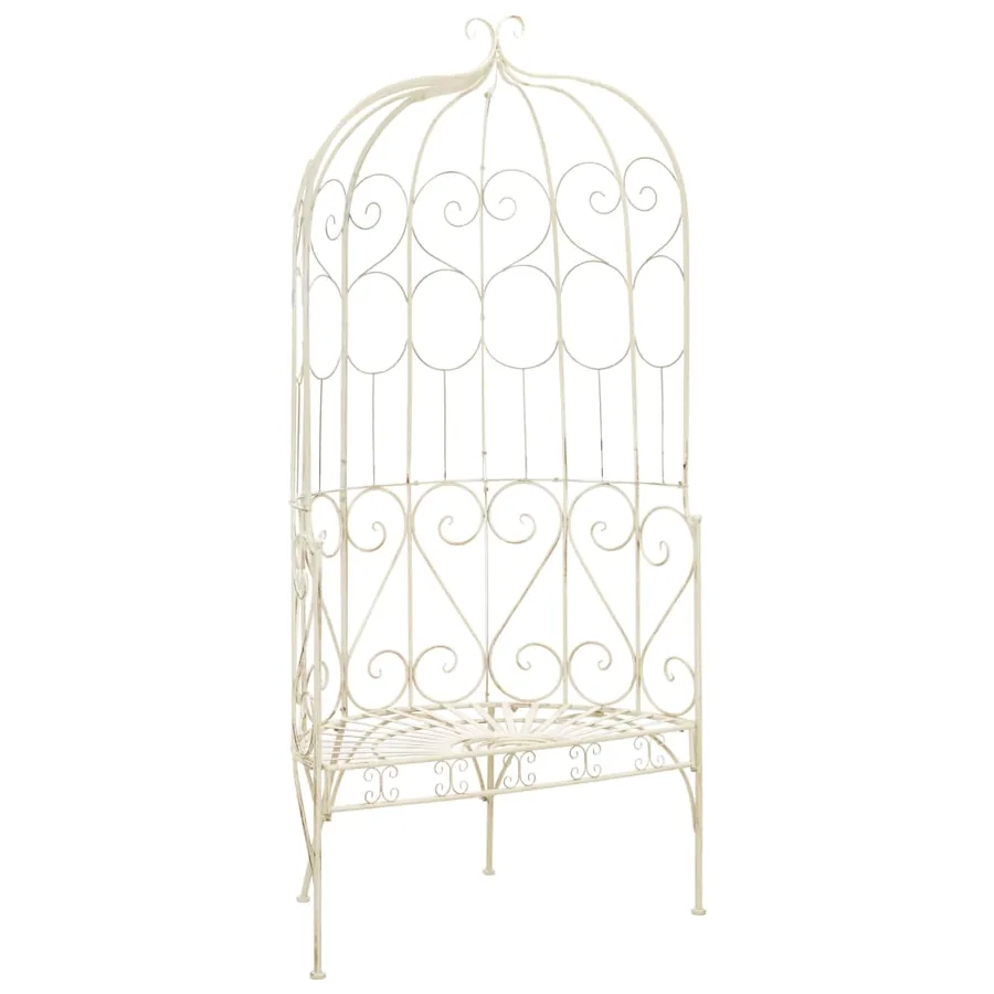 Banc de jardin 95 cm Fer Blanc antique