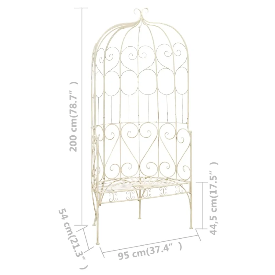 Banc de jardin 95 cm Fer Blanc antique - 6