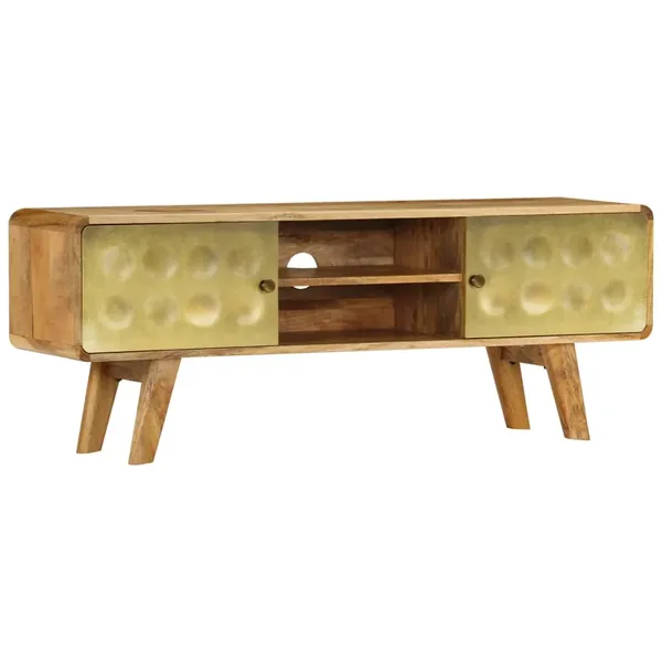 Meuble TV Bois de manguier massif 120x30x45 cm
