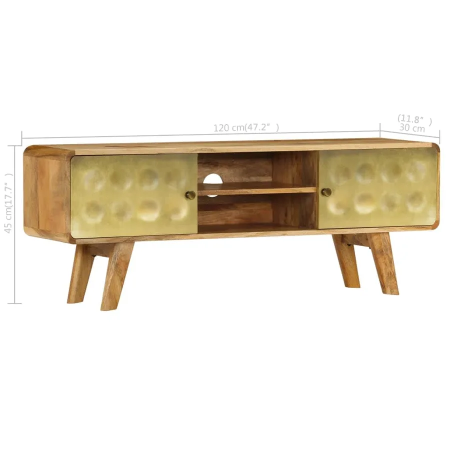 Meuble TV Bois de manguier massif 120x30x45 cm - 10
