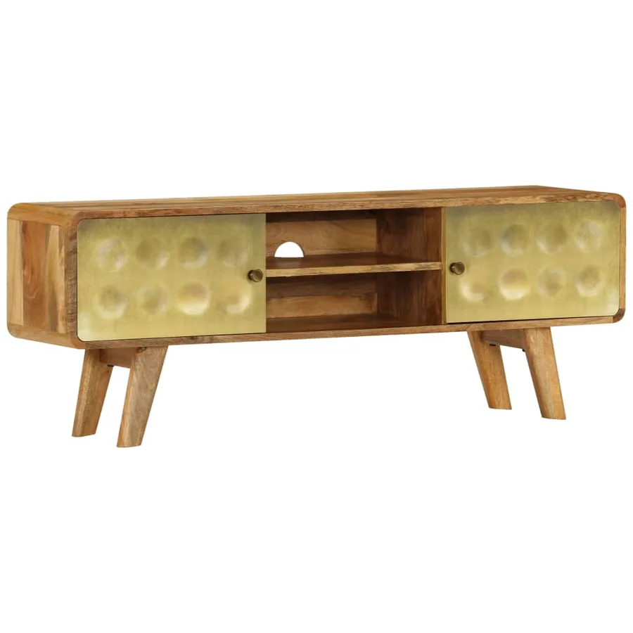Meuble TV Bois de manguier massif 120x30x45 cm - 11