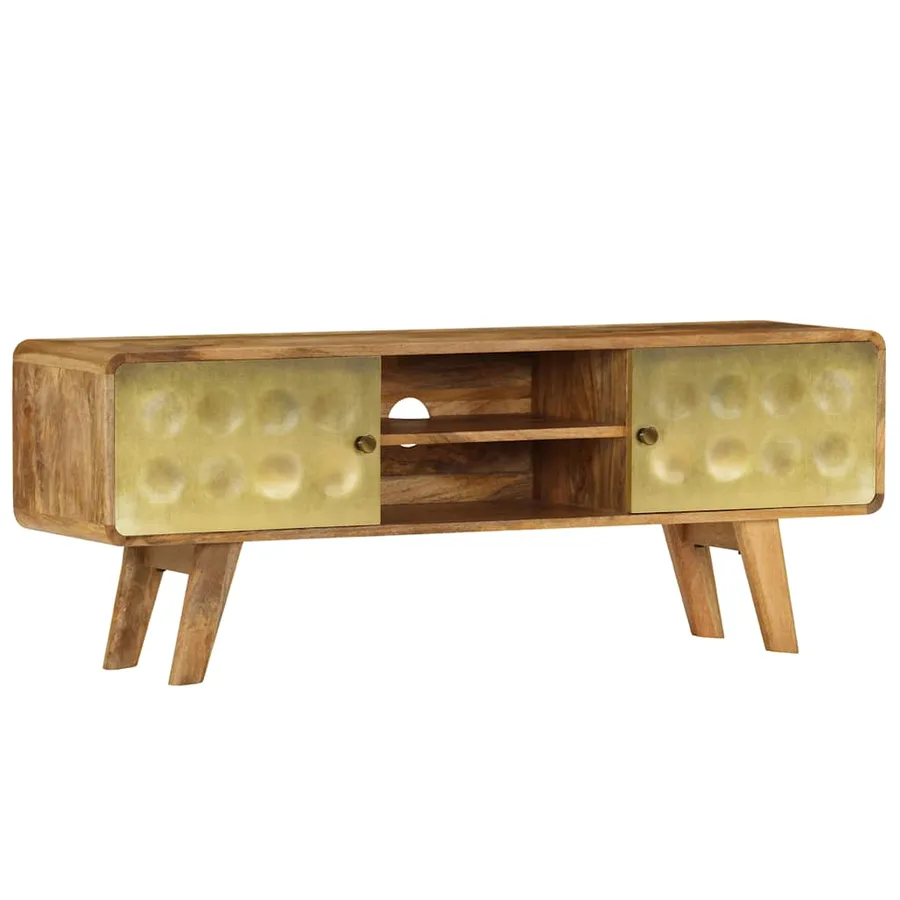 Meuble TV Bois de manguier massif 120x30x45 cm - 12