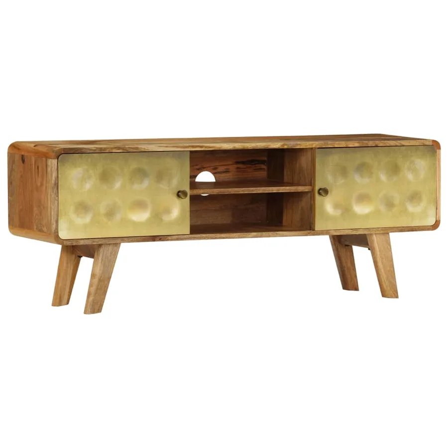 Meuble TV Bois de manguier massif 120x30x45 cm - 13