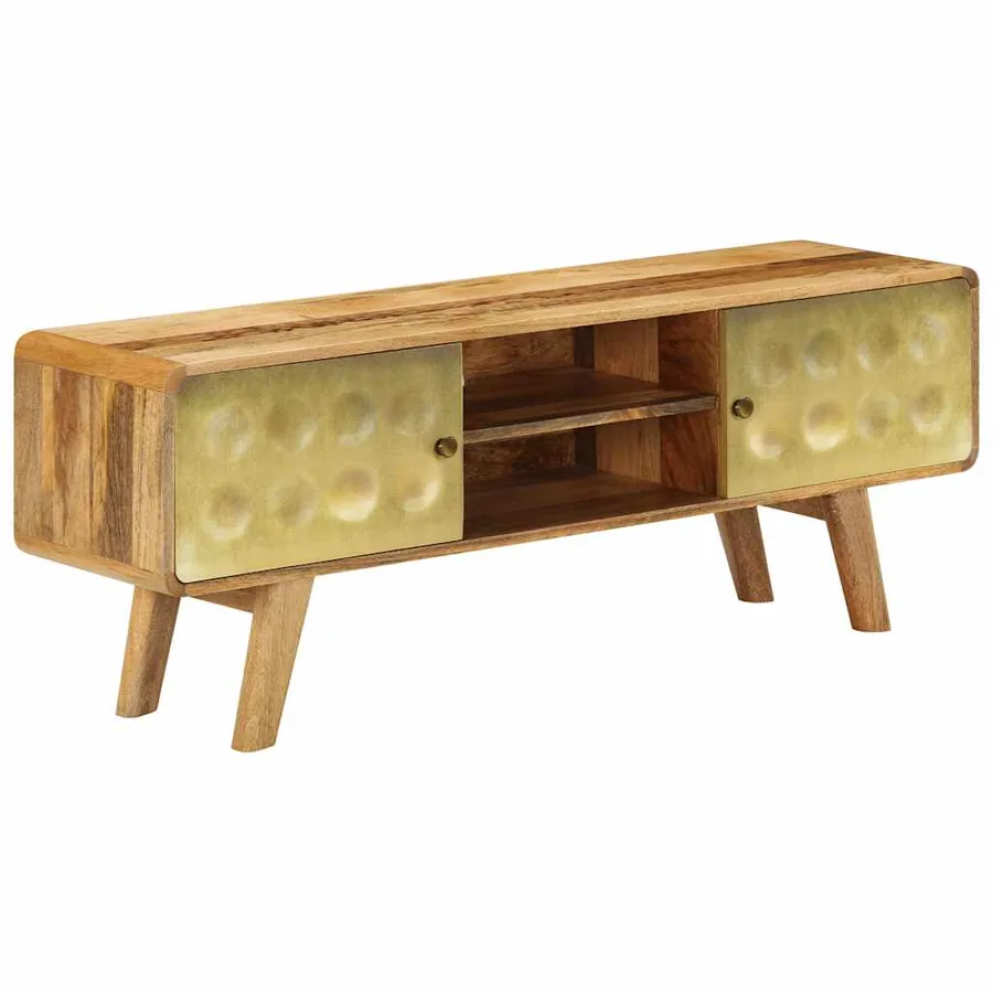 Meuble TV Bois de manguier massif 120x30x45 cm - 2