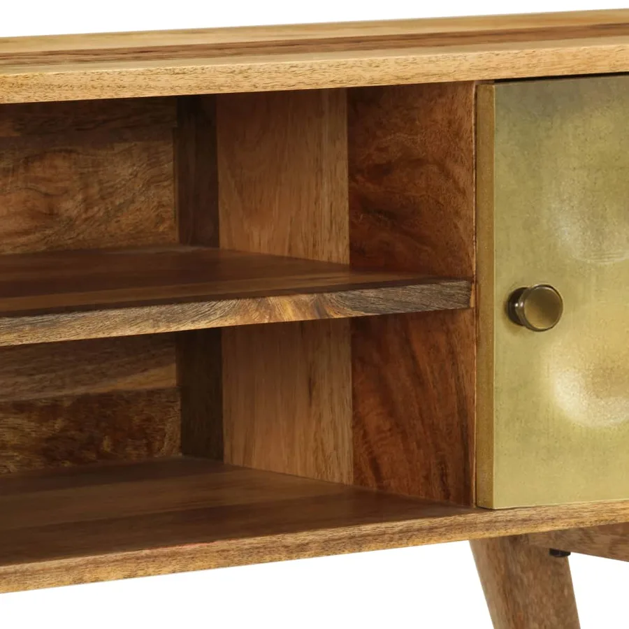 Meuble TV Bois de manguier massif 120x30x45 cm - 8