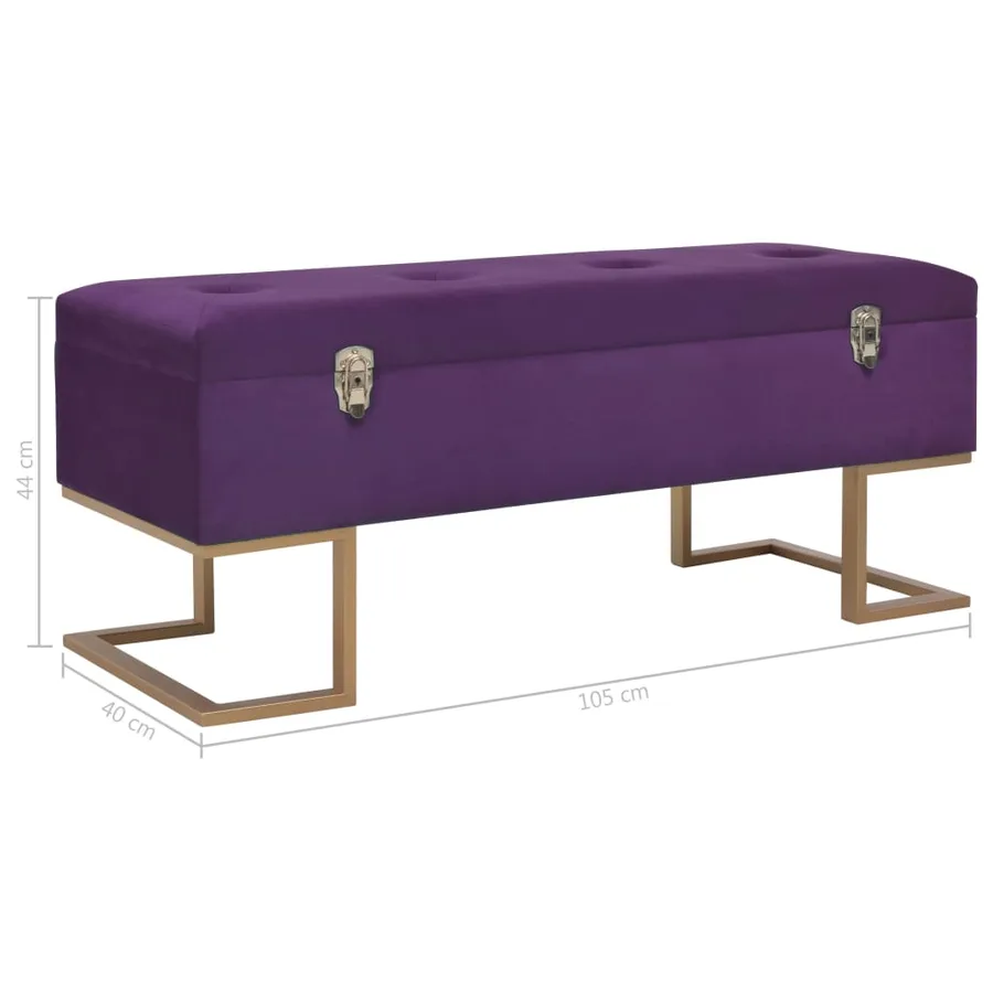 Banc avec compartiment de rangement 105 cm Violet Velours - 7