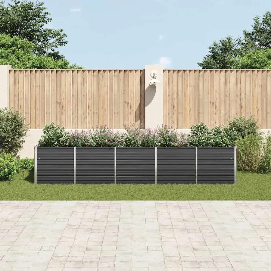 Lit surélevé de jardin Acier galvanisé 400x80x77 cm Anthracite - 3