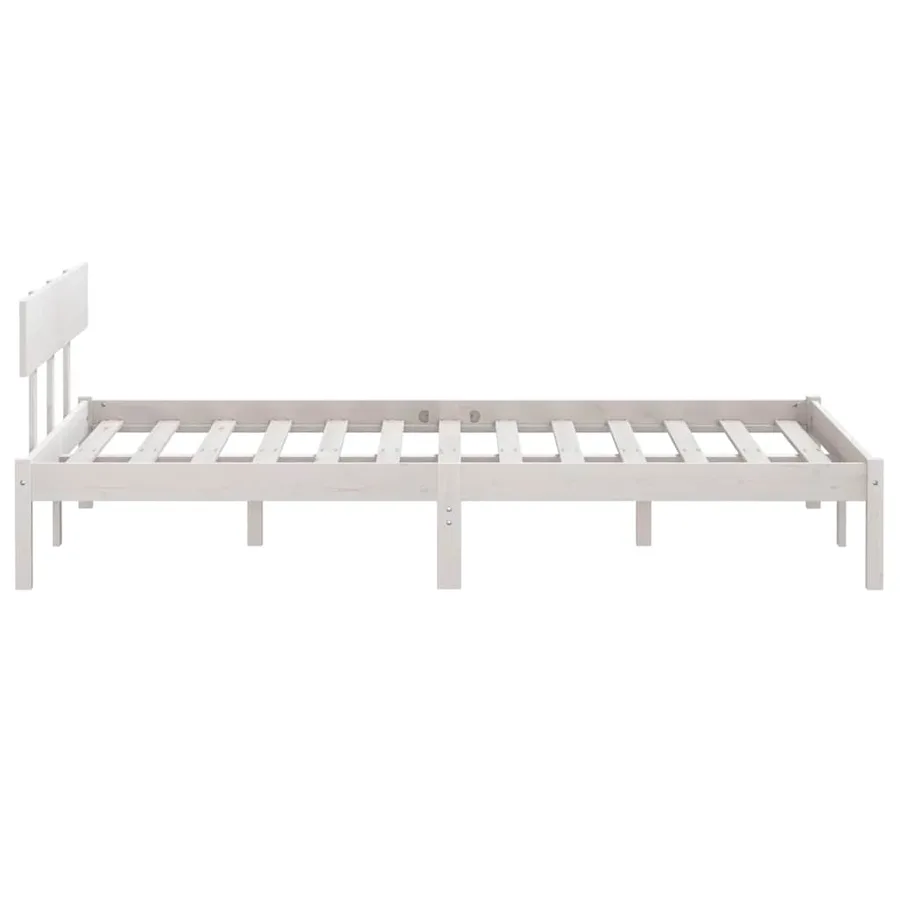 Cadre de lit sans matelas blanc bois massif 140x190 cm - 5