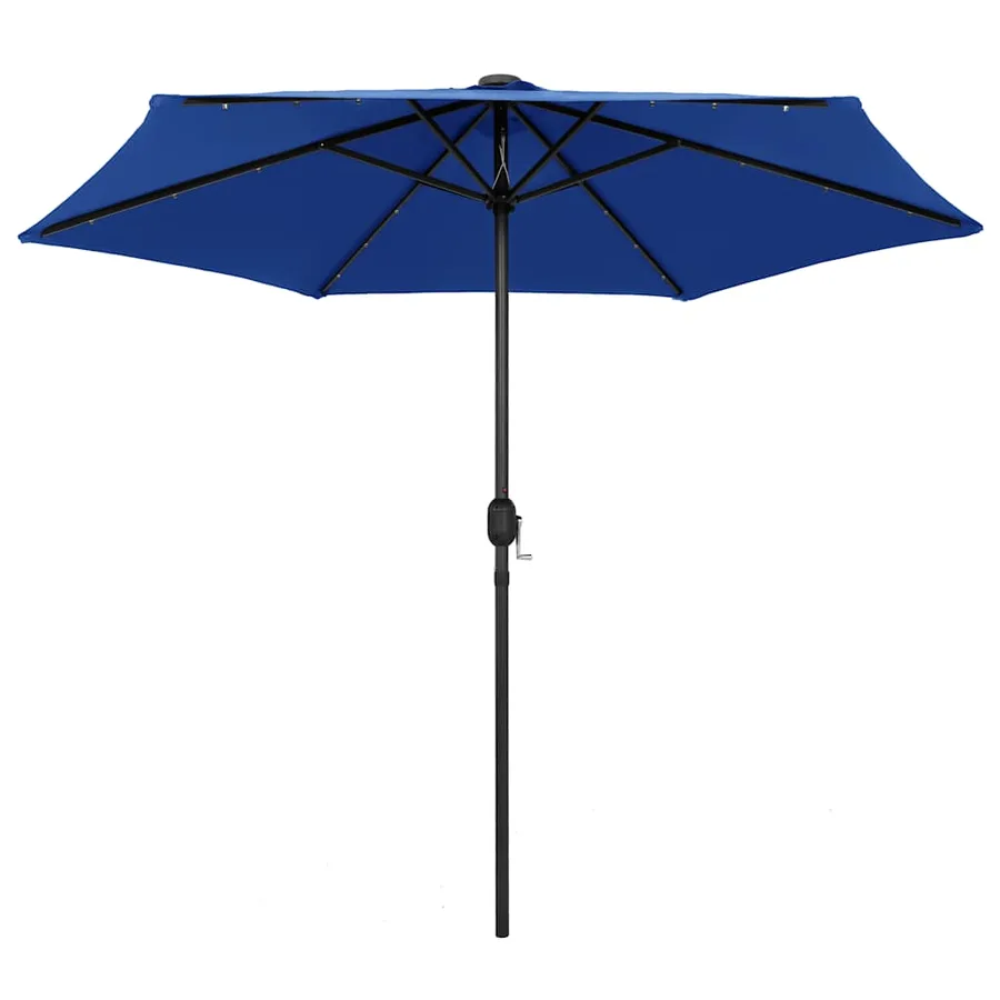 Parasol de jardin et lumières LED mât en aluminium bleu azuré - 2
