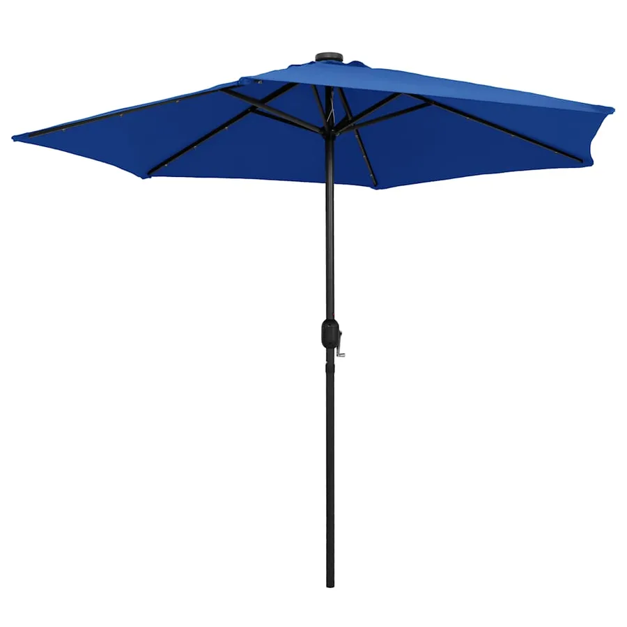 Parasol de jardin et lumières LED mât en aluminium bleu azuré - 3
