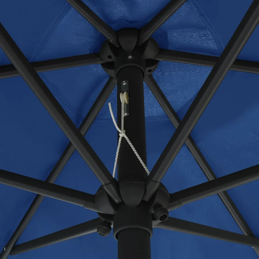 Parasol de jardin et lumières LED mât en aluminium bleu azuré - 5