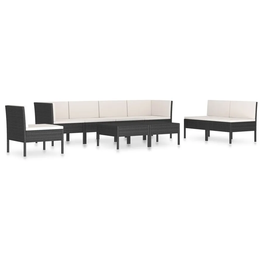 Salon de jardin 9 pcs avec coussins Résine tressée Noir - 2