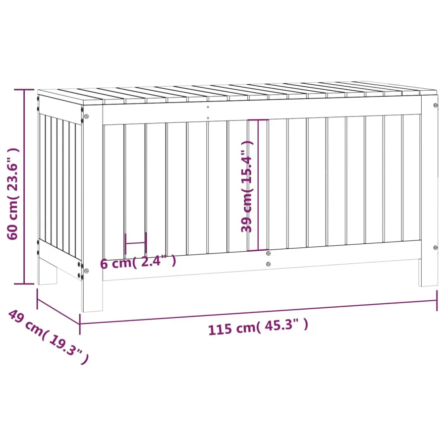 Boîte de rangement de jardin Gris 115x49x60 cm Bois de pin - 10