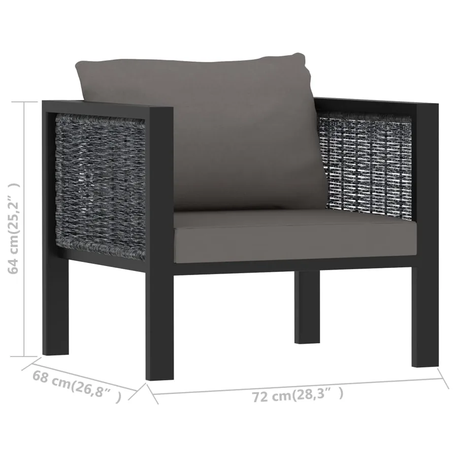 Salon de jardin 5 pcs avec coussins résine tressée anthracite - 12