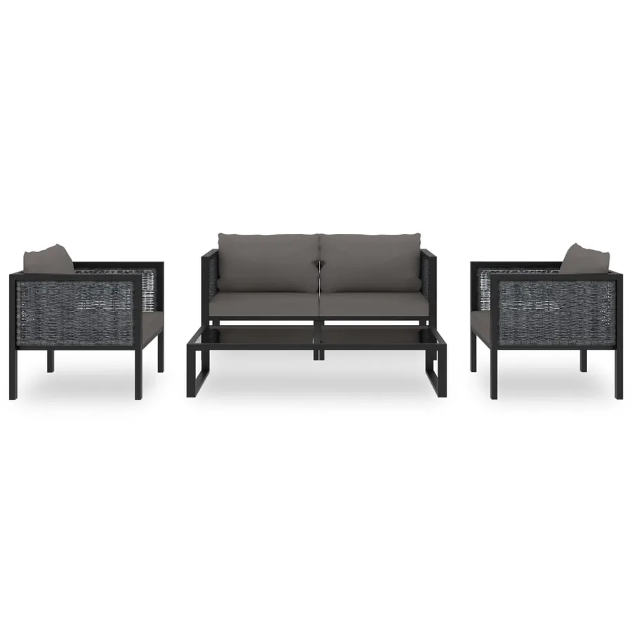 Salon de jardin 5 pcs avec coussins résine tressée anthracite - 2