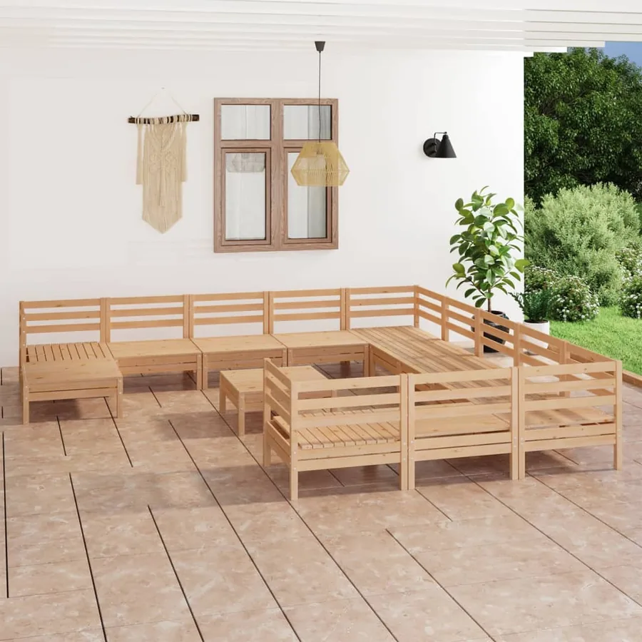 Salon de jardin 13 pcs Bois de pin massif