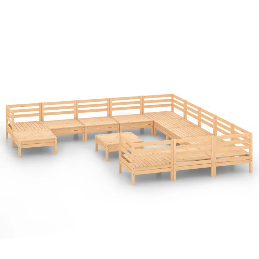 Salon de jardin 13 pcs Bois de pin massif - 2