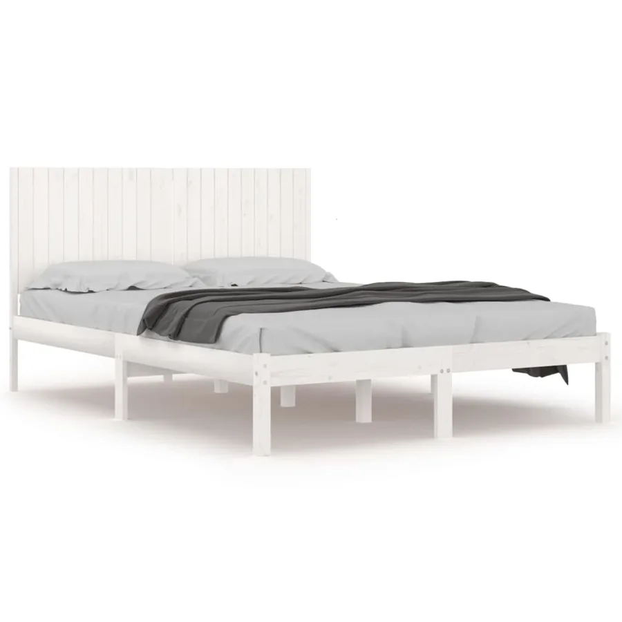 Cadre de lit sans matelas blanc 200x200 cm bois massif de pin - 2
