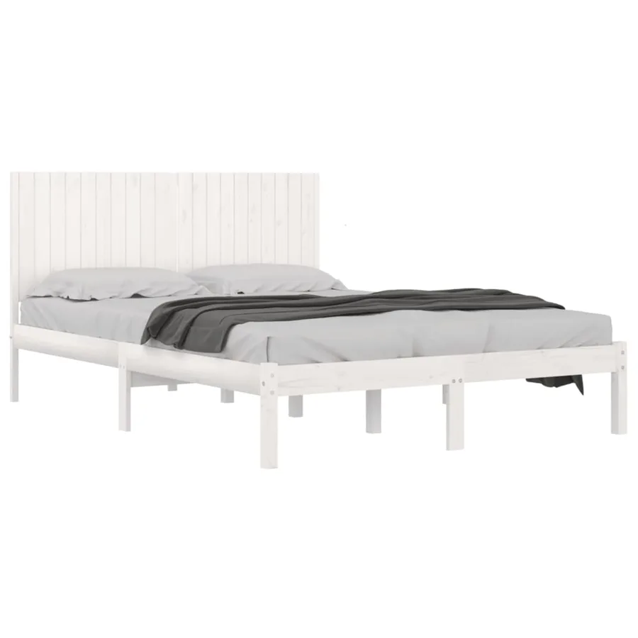 Cadre de lit sans matelas blanc 200x200 cm bois massif de pin - 3