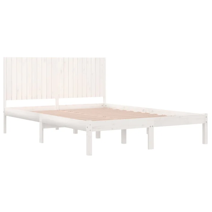 Cadre de lit sans matelas blanc 200x200 cm bois massif de pin - 4