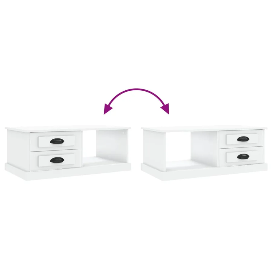 Table basse blanc 90x50x35 cm bois d'ingénierie - 9