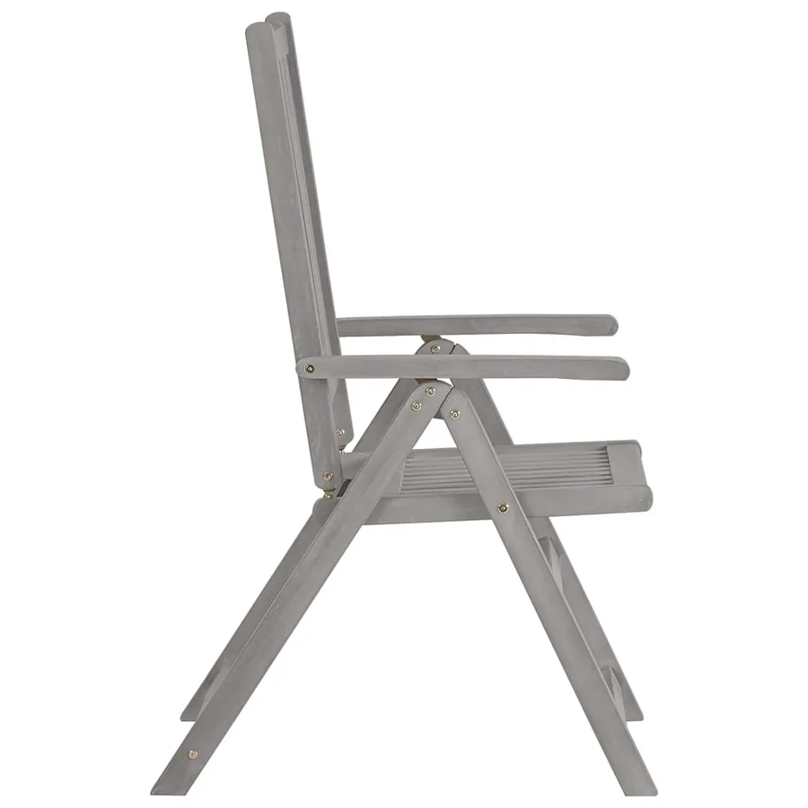 Chaises inclinables de jardin et coussins lot de 8 Gris Acacia - 5