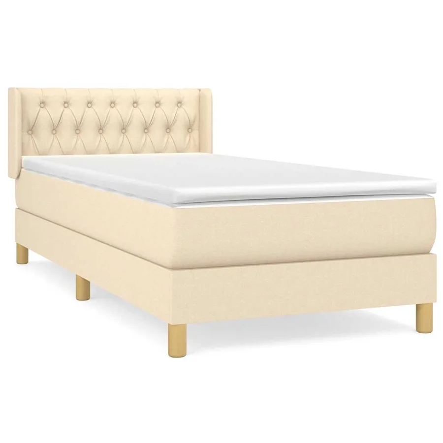 Sommier à lattes de lit avec matelas Crème 90x200 cm Tissu - 2