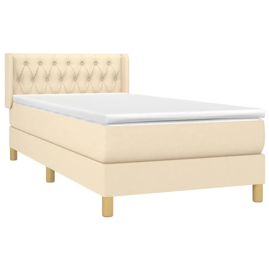 Sommier à lattes de lit avec matelas Crème 90x200 cm Tissu - 3