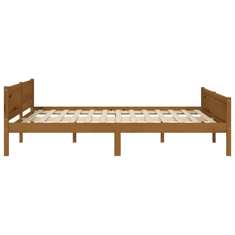 Cadre de lit sans matelas pin massif marron miel 160x200 cm - 4