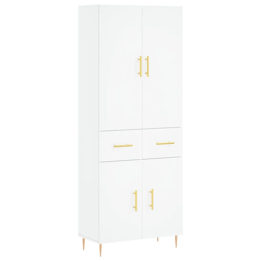 Buffet haut Blanc 69,5x34x180 cm Bois d'ingénierie - 2