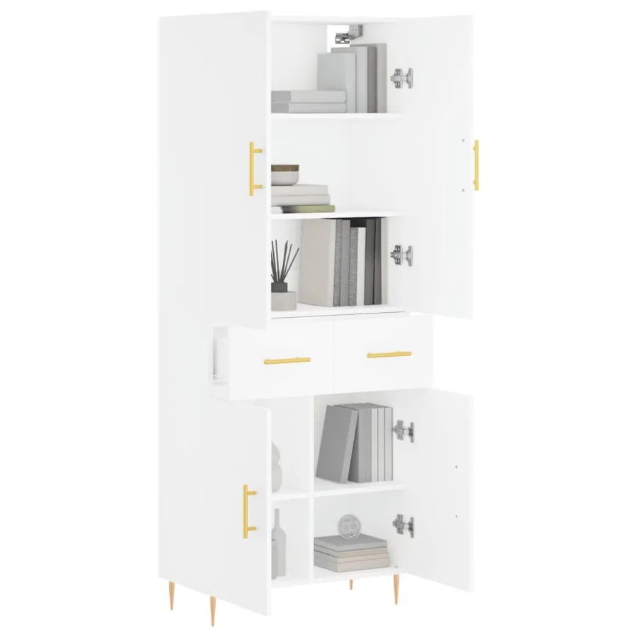 Buffet haut Blanc 69,5x34x180 cm Bois d'ingénierie - 3